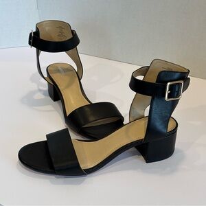 Lands' End Women's Black Ankle Strap Block Heel Sandals SZ 7B